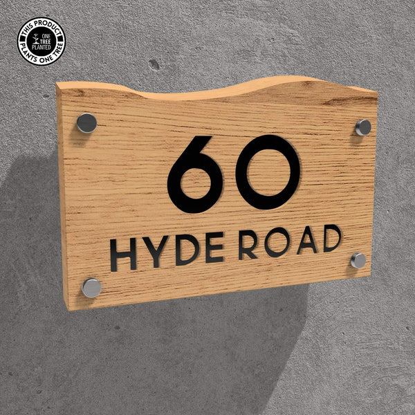 Solid Oak House Sign, Font 1, Epoxy Resin Infill-Oak House Sign-Rustic Fox LTD-Black Pearl-Large-Rustic Fox LTD