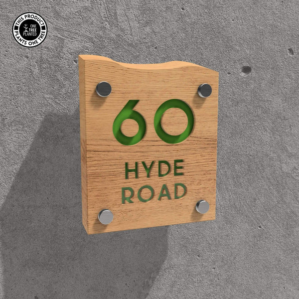 Solid Oak House Sign, Font 1, Epoxy Resin Infill-Oak House Sign-Rustic Fox LTD-Fruit Green-Small-Rustic Fox LTD