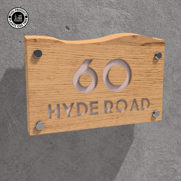 Solid Oak House Sign, Font 1, Epoxy Resin Infill-Oak House Sign-Rustic Fox LTD-Pink-Large-Rustic Fox LTD