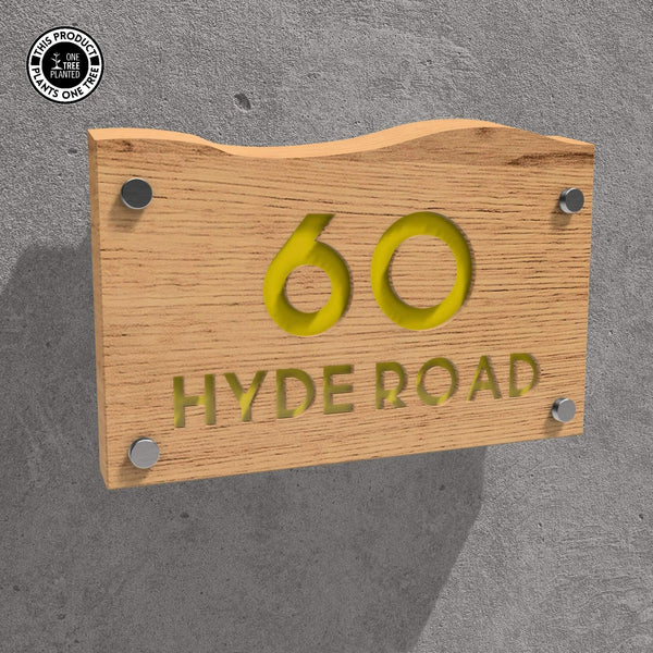 Solid Oak House Sign, Font 1, Epoxy Resin Infill-Oak House Sign-Rustic Fox LTD-Reddish Yellow-Large-Rustic Fox LTD