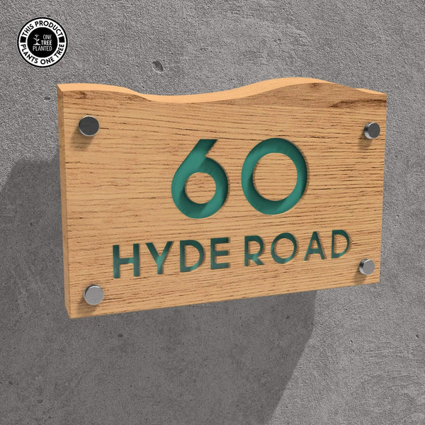 Solid Oak House Sign, Font 1, Epoxy Resin Infill-Oak House Sign-Rustic Fox LTD-Turqoise-Large-Rustic Fox LTD